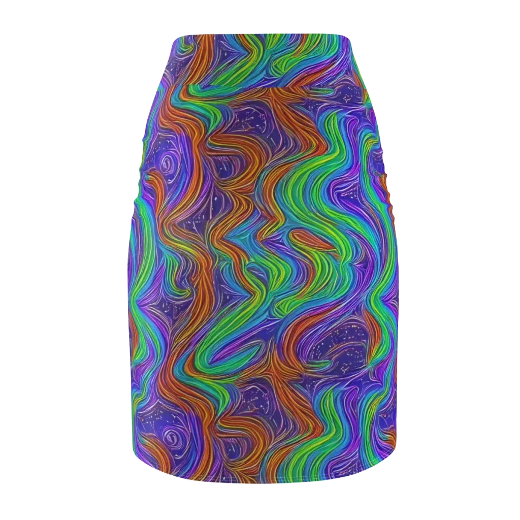 Kaleidoscope Stream on Pencil Skirt — Back