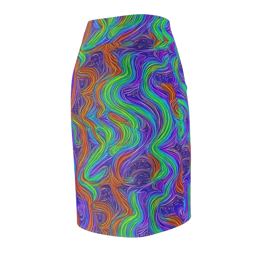 Kaleidoscope Stream on Pencil Skirt — Back Side