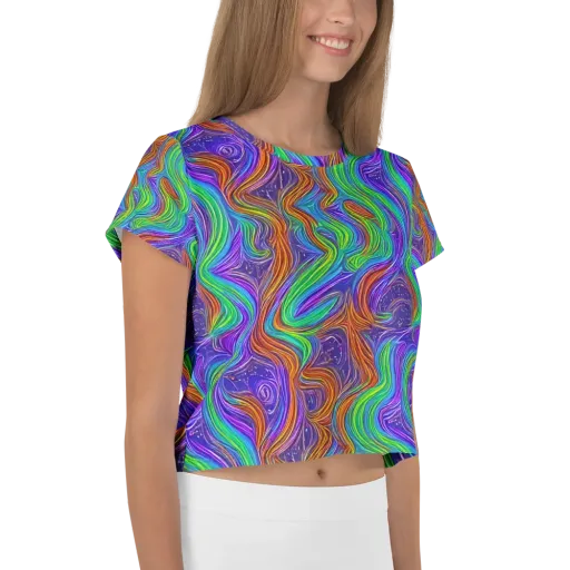 Kaleidoscope Stream on a Crop Tee
