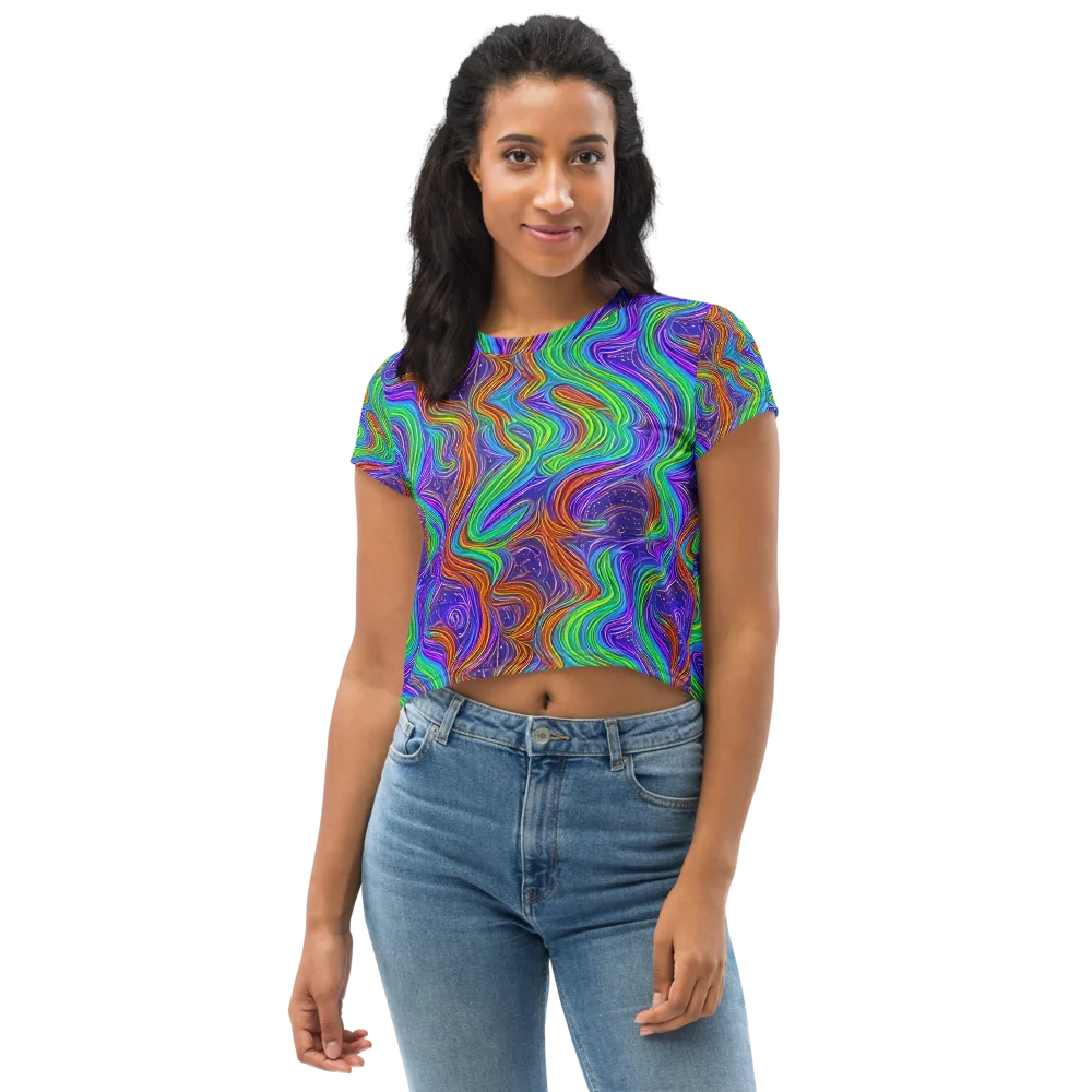 Kaleidoscope Stream on Crop Tee — Front