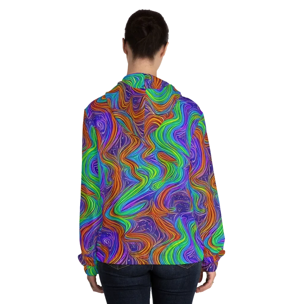 Kaleidoscope Stream on Women's Full-Zip Hoodie — Back On Person