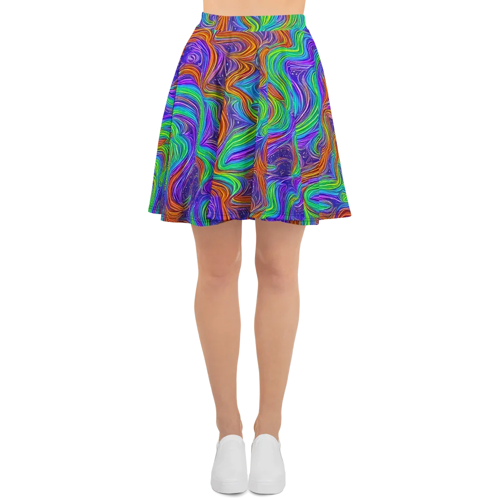 Kaleidoscope Stream on Skater Skirt — Front