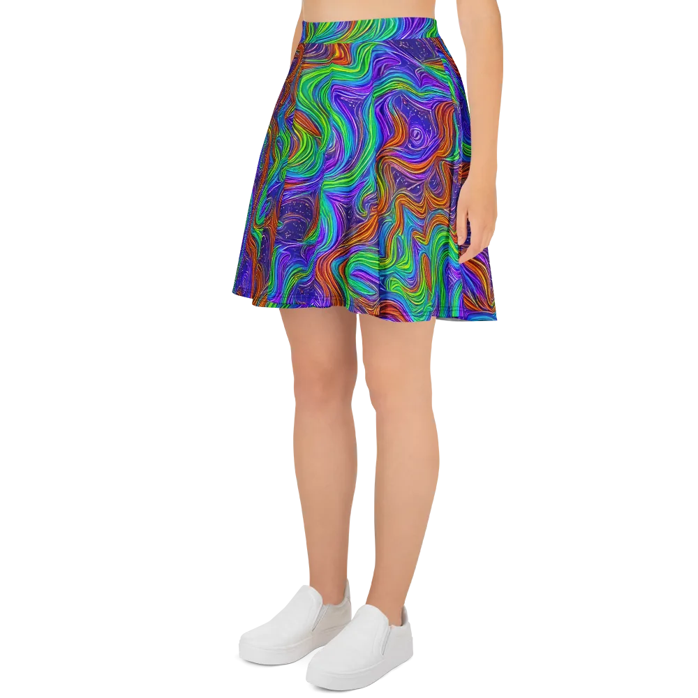 Kaleidoscope Stream on Skater Skirt — Left
