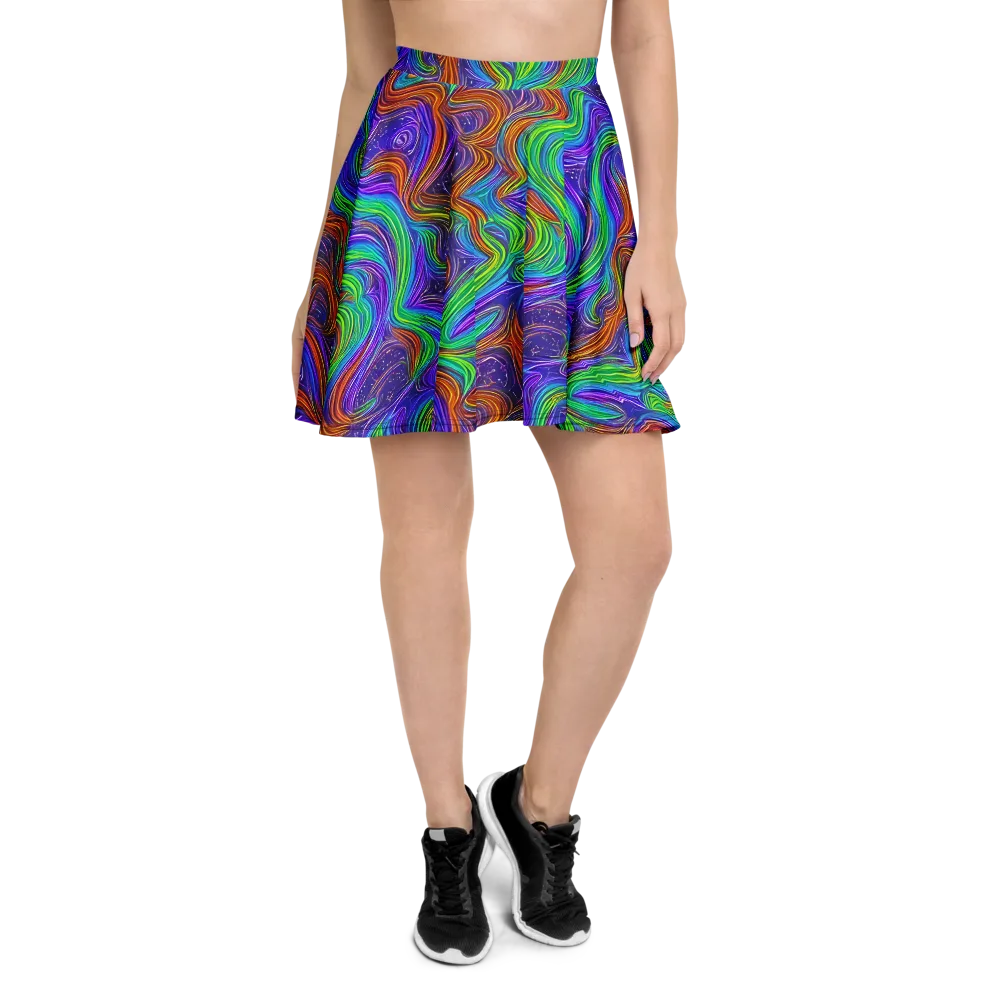 Kaleidoscope Stream on Skater Skirt — Front