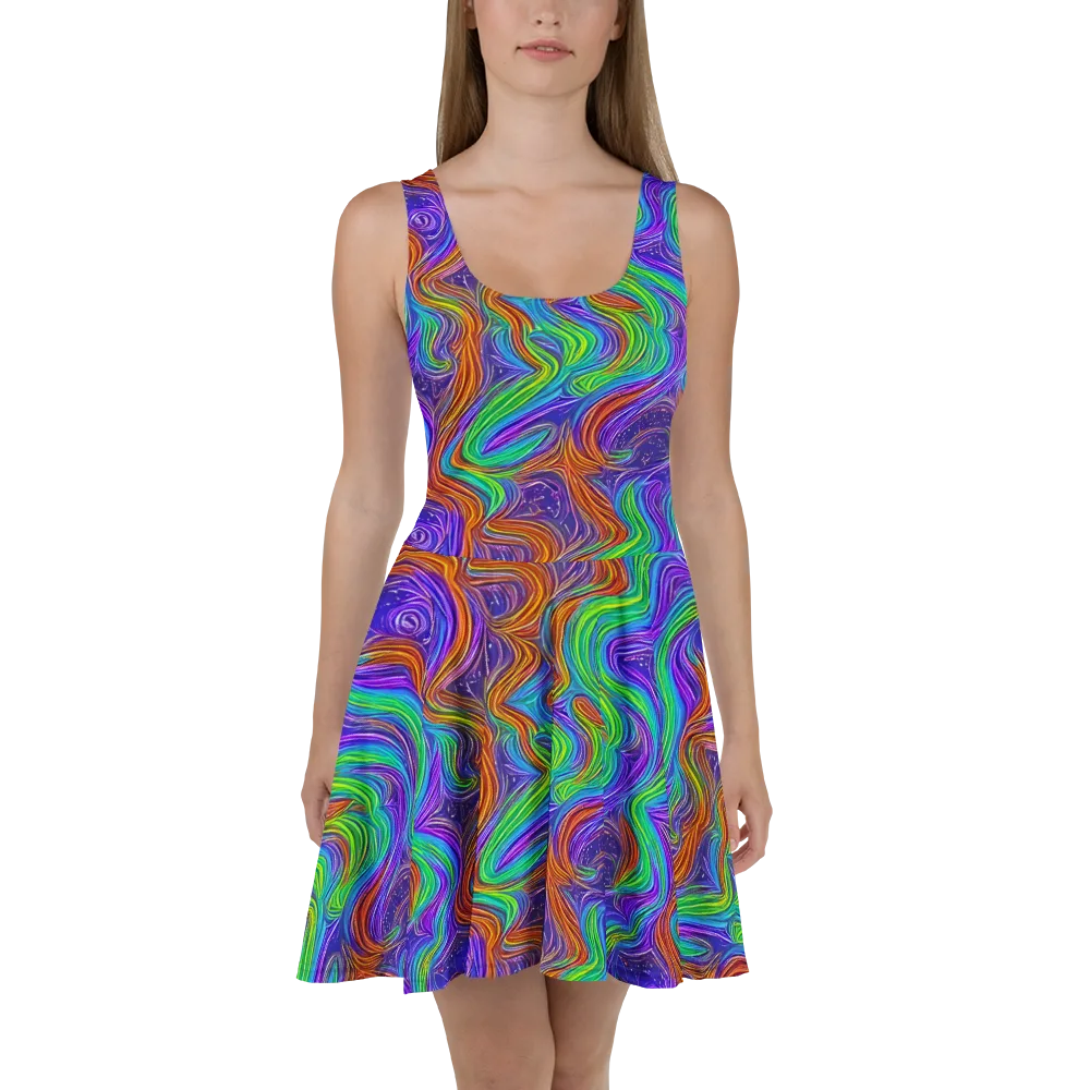 Kaleidoscope Stream on Skater Dress — Front