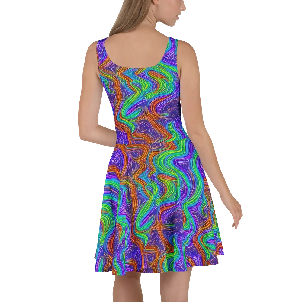 Kaleidoscope Stream on Skater Dress — Back