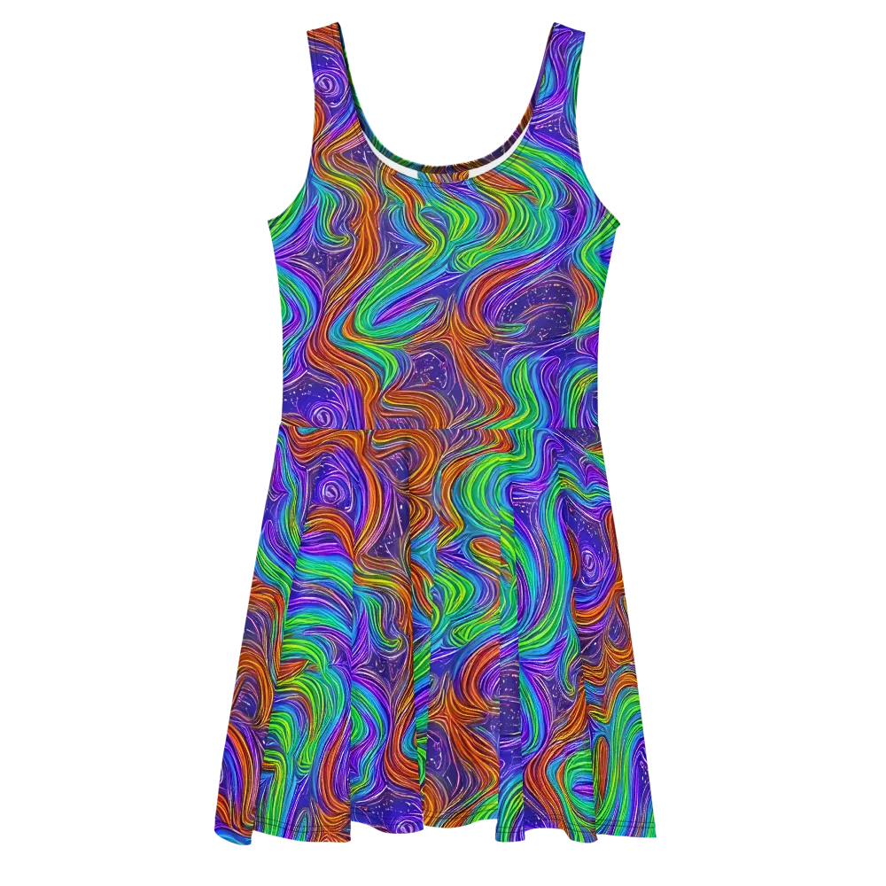 Kaleidoscope Stream on Skater Dress — Front