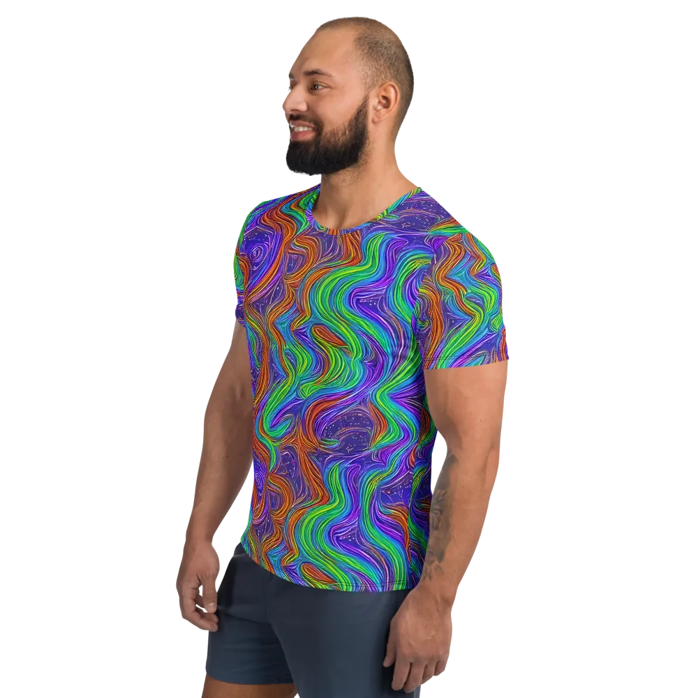 Kaleidoscope Stream on Men's Athletic T-Shirt — Left