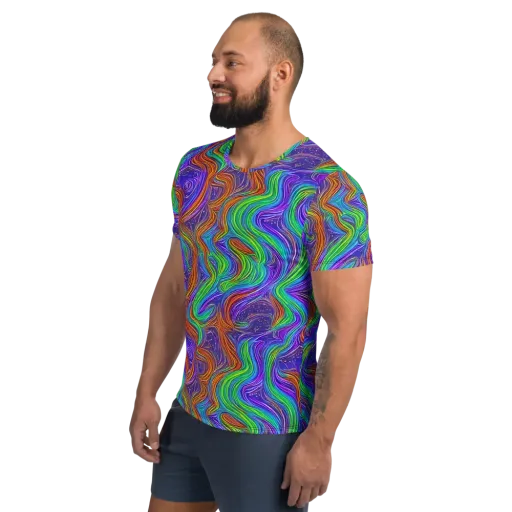 Kaleidoscope Stream on a Men's Athletic T-Shirt