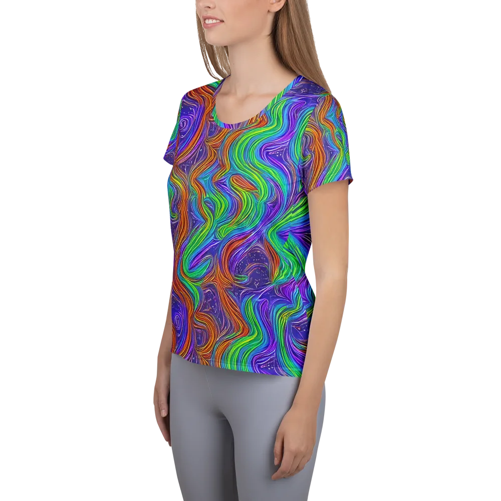 Kaleidoscope Stream on Women's Athletic T-Shirt — Left