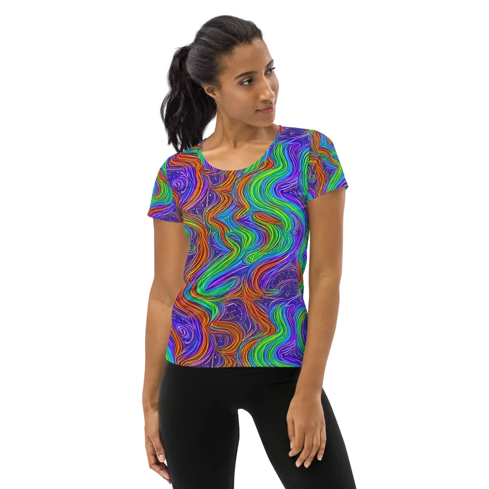 Kaleidoscope Stream on Women's Athletic T-Shirt — Front