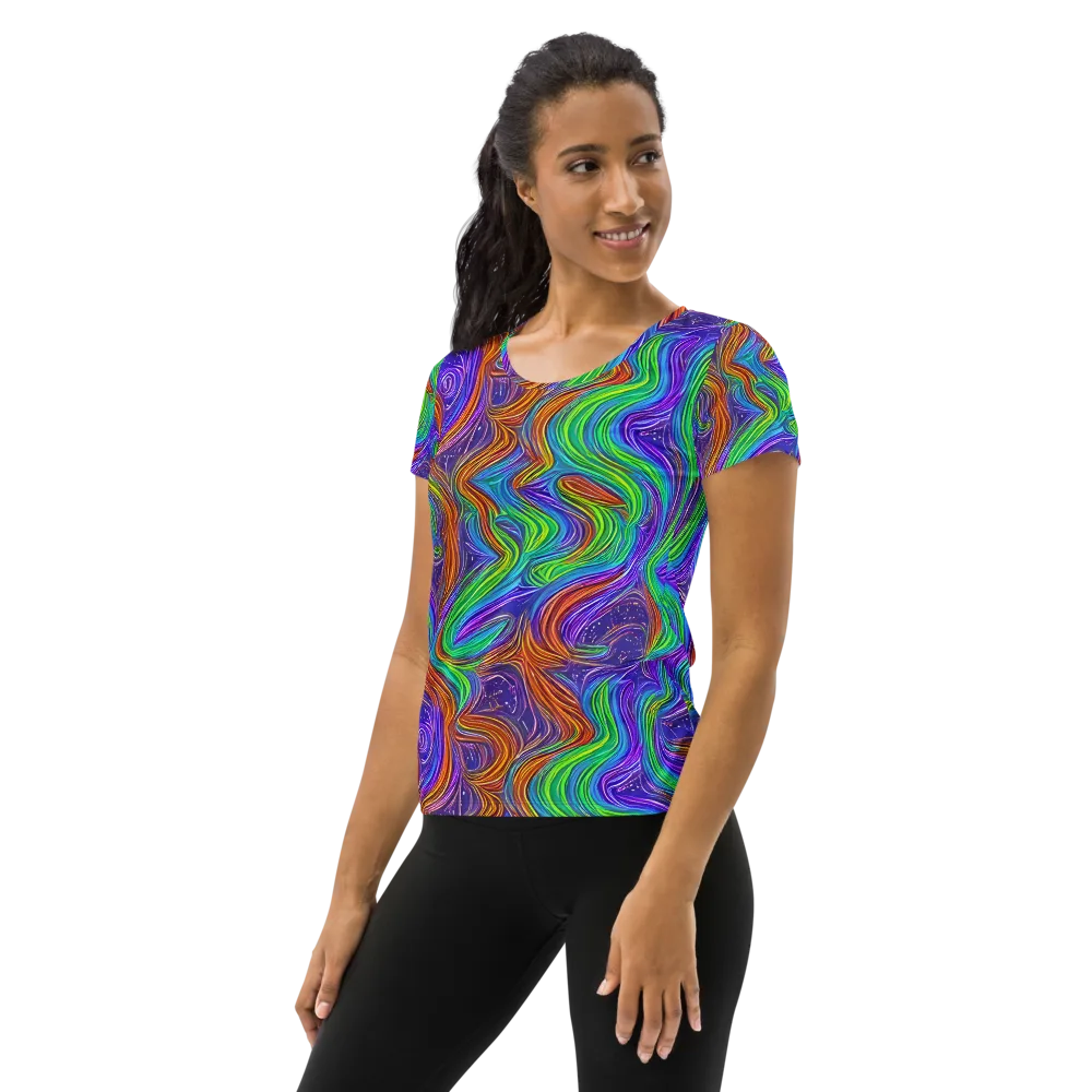 Kaleidoscope Stream on Women's Athletic T-Shirt — Left