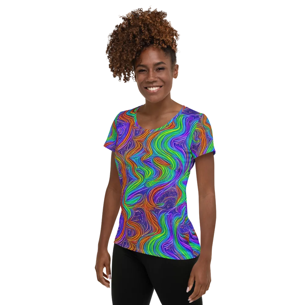 Kaleidoscope Stream on Women's Athletic T-Shirt — Left