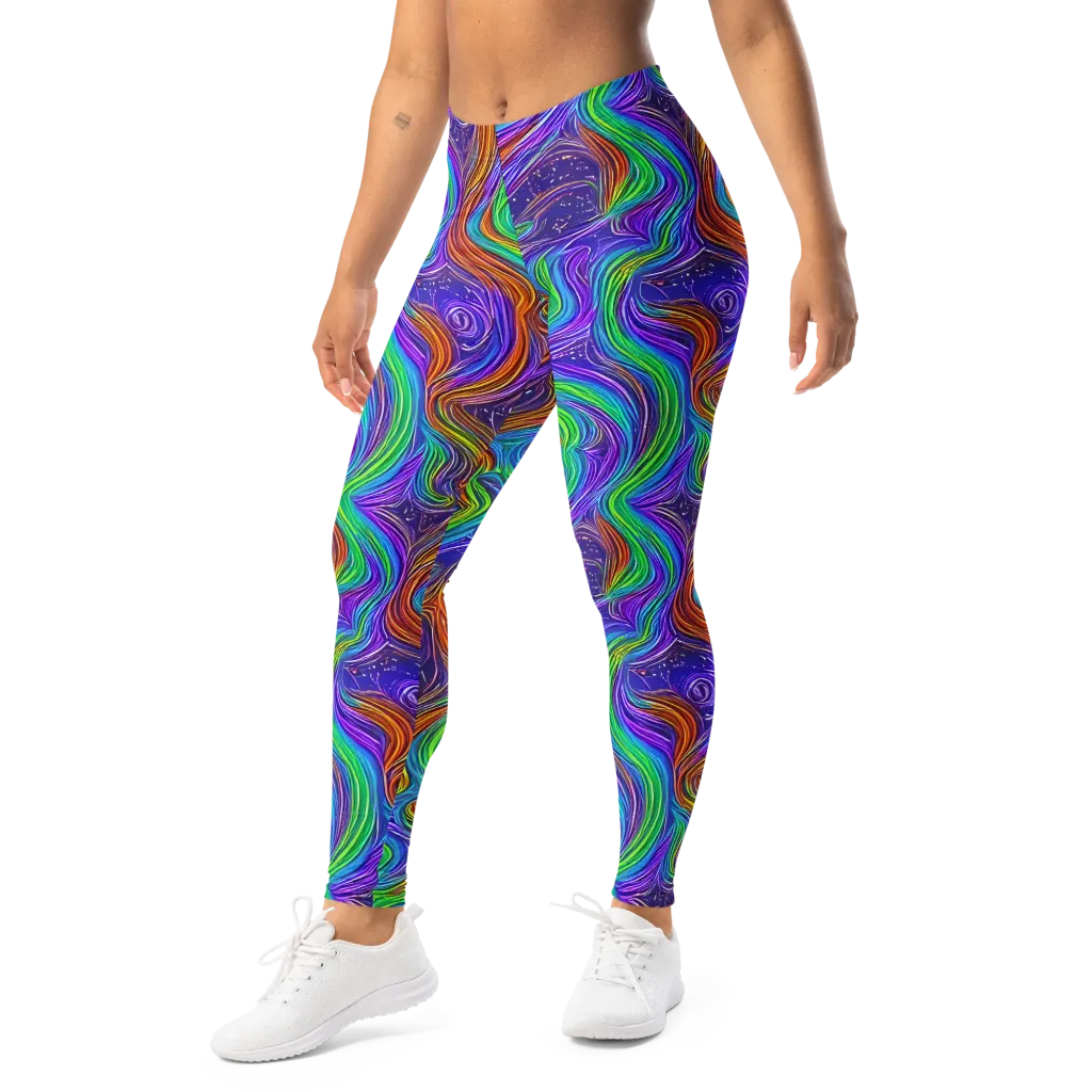 Kaleidoscope Stream on Leggings — Left Front
