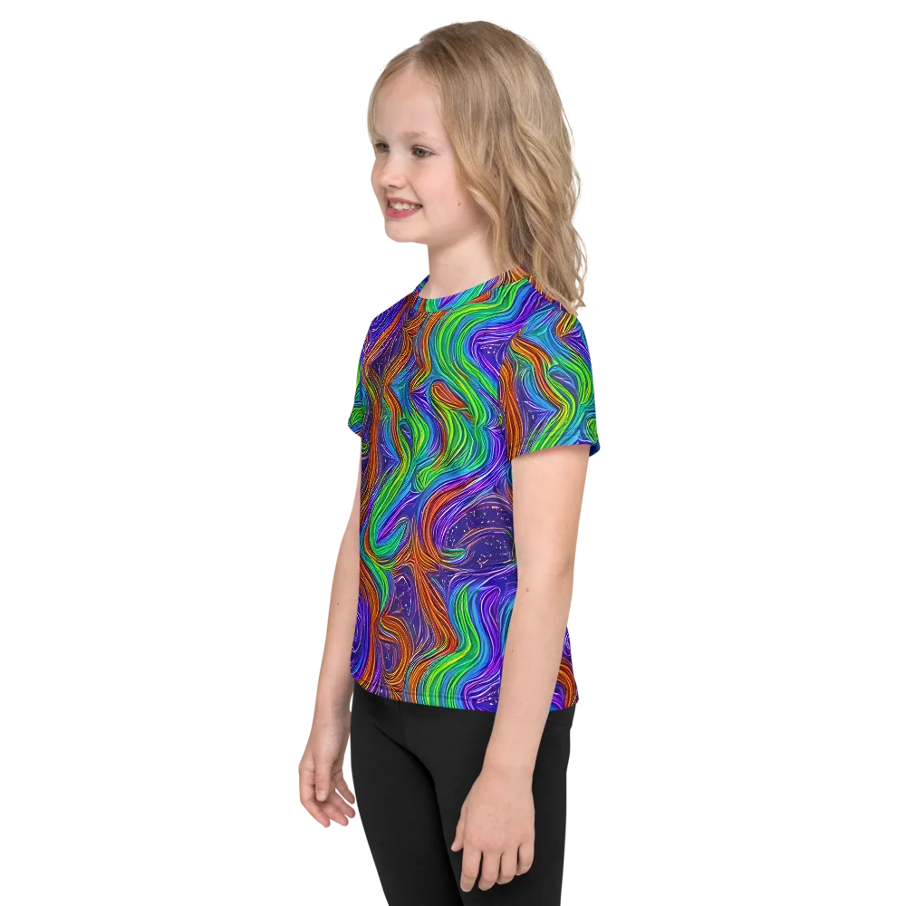 Kaleidoscope Stream on Kids Crew Neck T-Shirt — Left