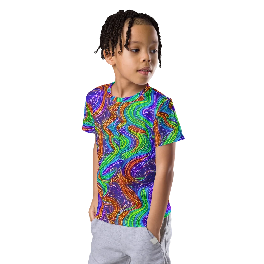 Kaleidoscope Stream on Kids Crew Neck T-Shirt — Left Front