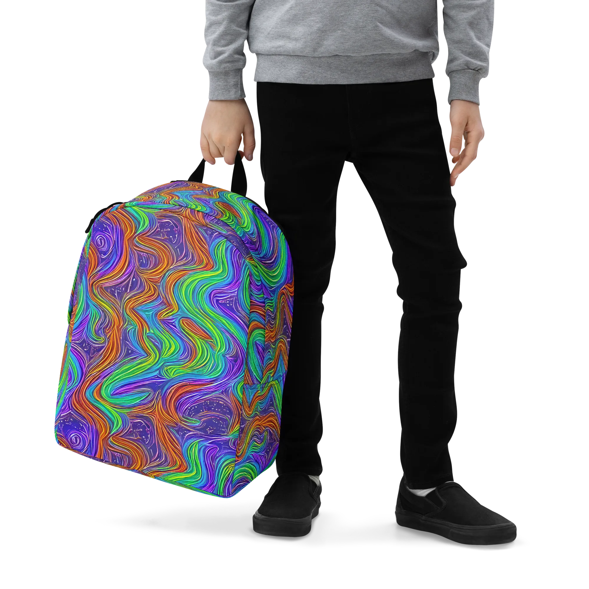 Kaleidoscope Stream on Minimalist Backpack — Zoomed-in