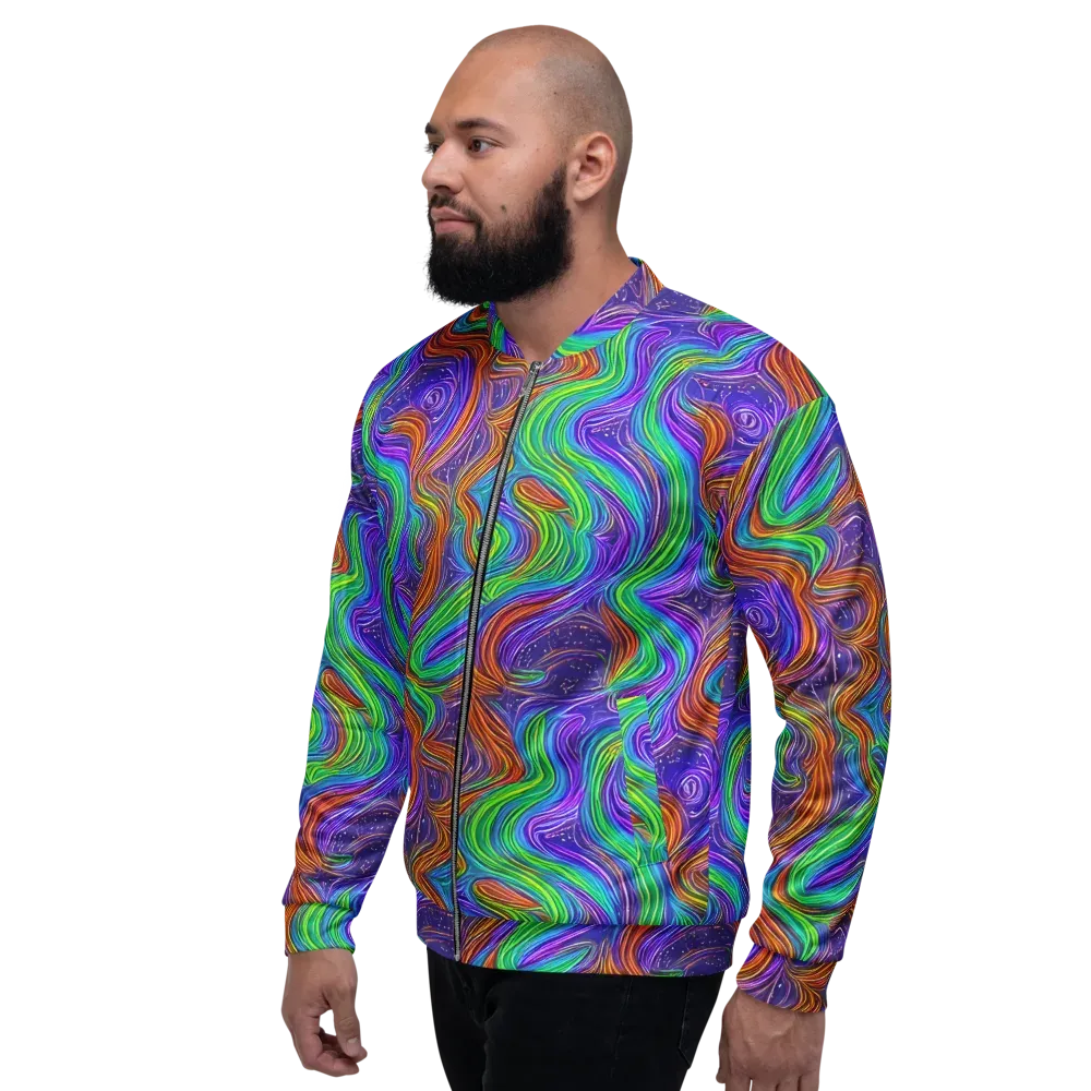 Kaleidoscope Stream on Bomber Jacket — Left