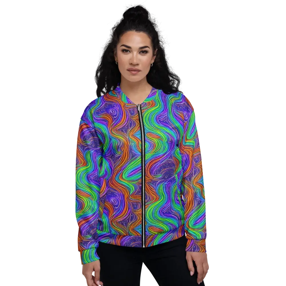 Kaleidoscope Stream on Bomber Jacket — Front