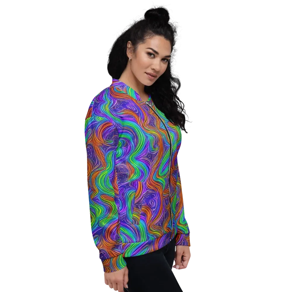 Kaleidoscope Stream on Bomber Jacket — Right