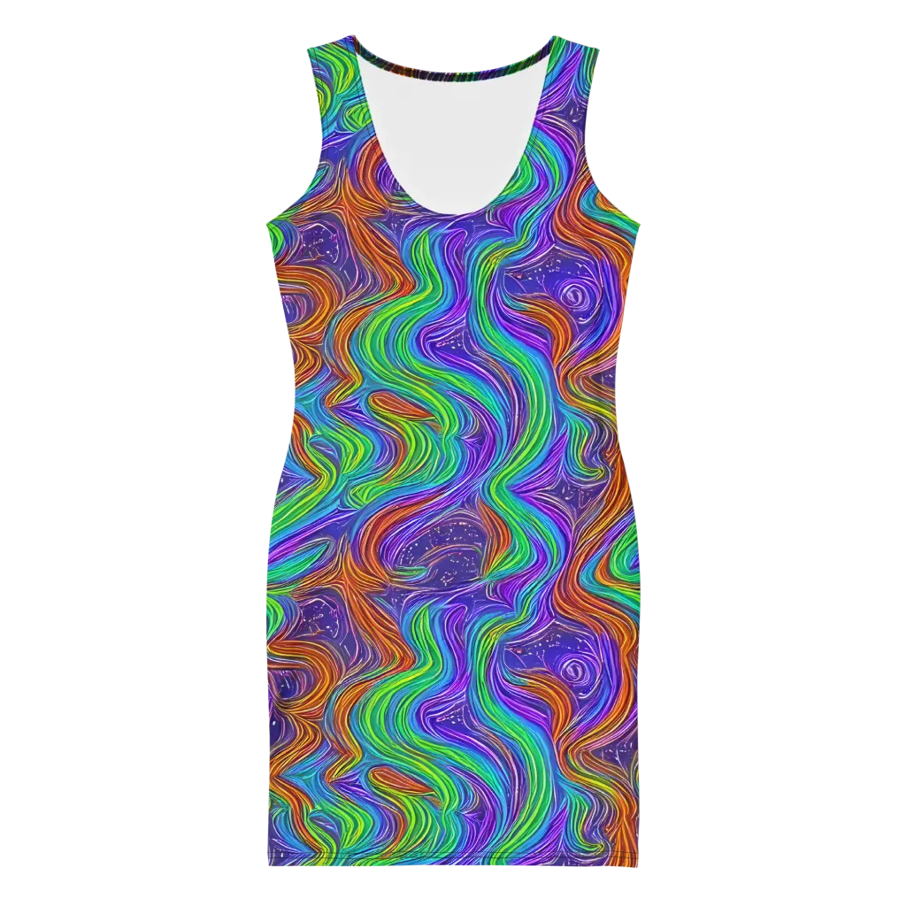 Kaleidoscope Stream on Bodycon Dress — Front