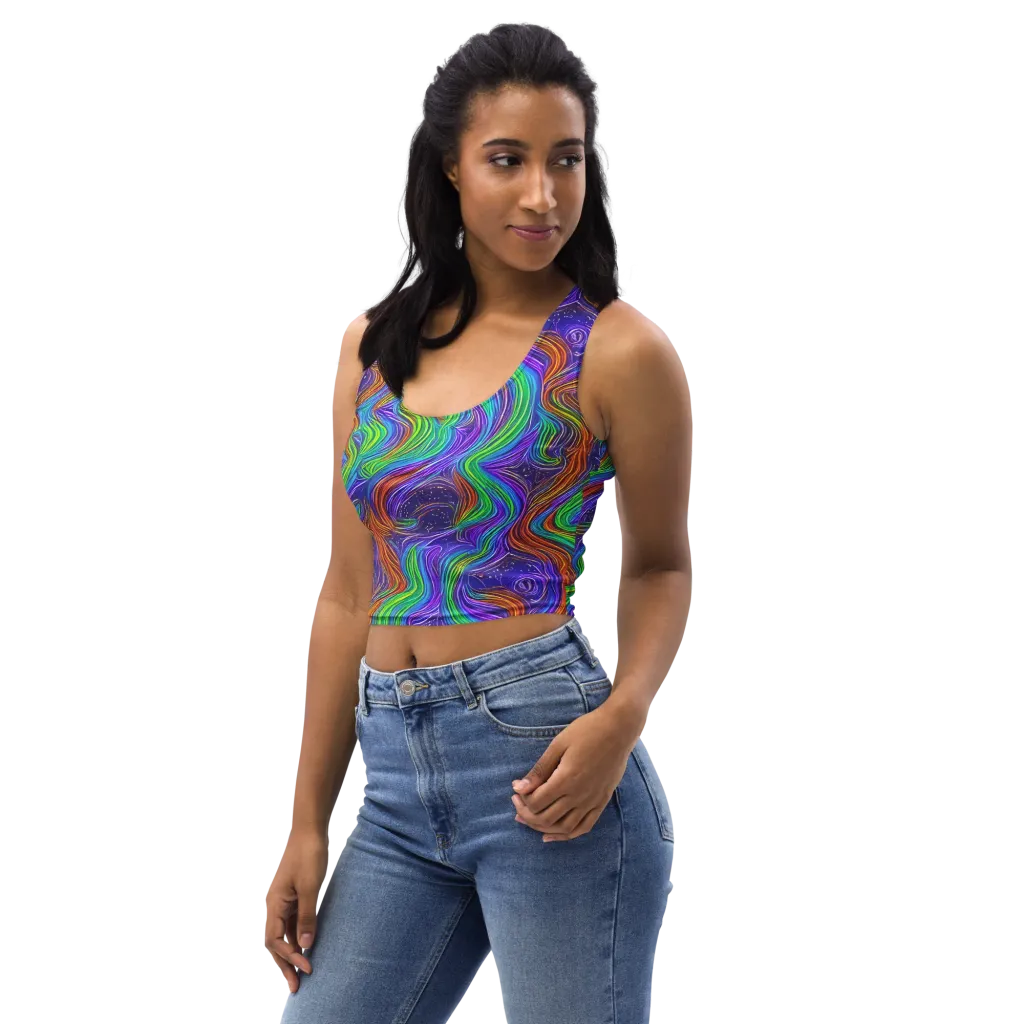 Kaleidoscope Stream on Crop Top — Left Front
