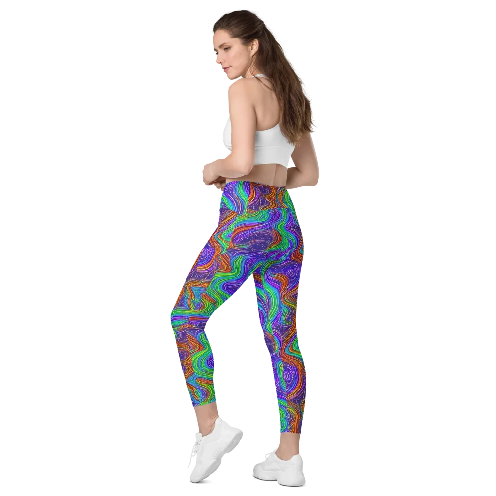 Kaleidoscope Stream on Leggings with Pockets — Left Back