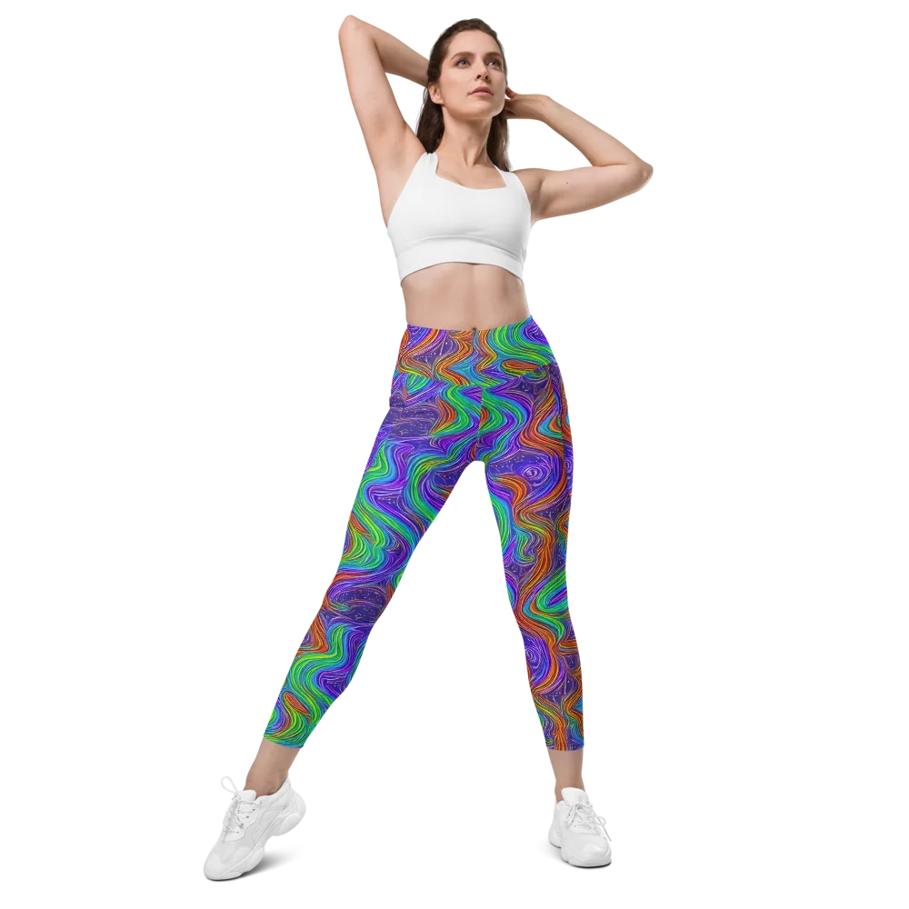 Kaleidoscope Stream on Leggings with Pockets — Front