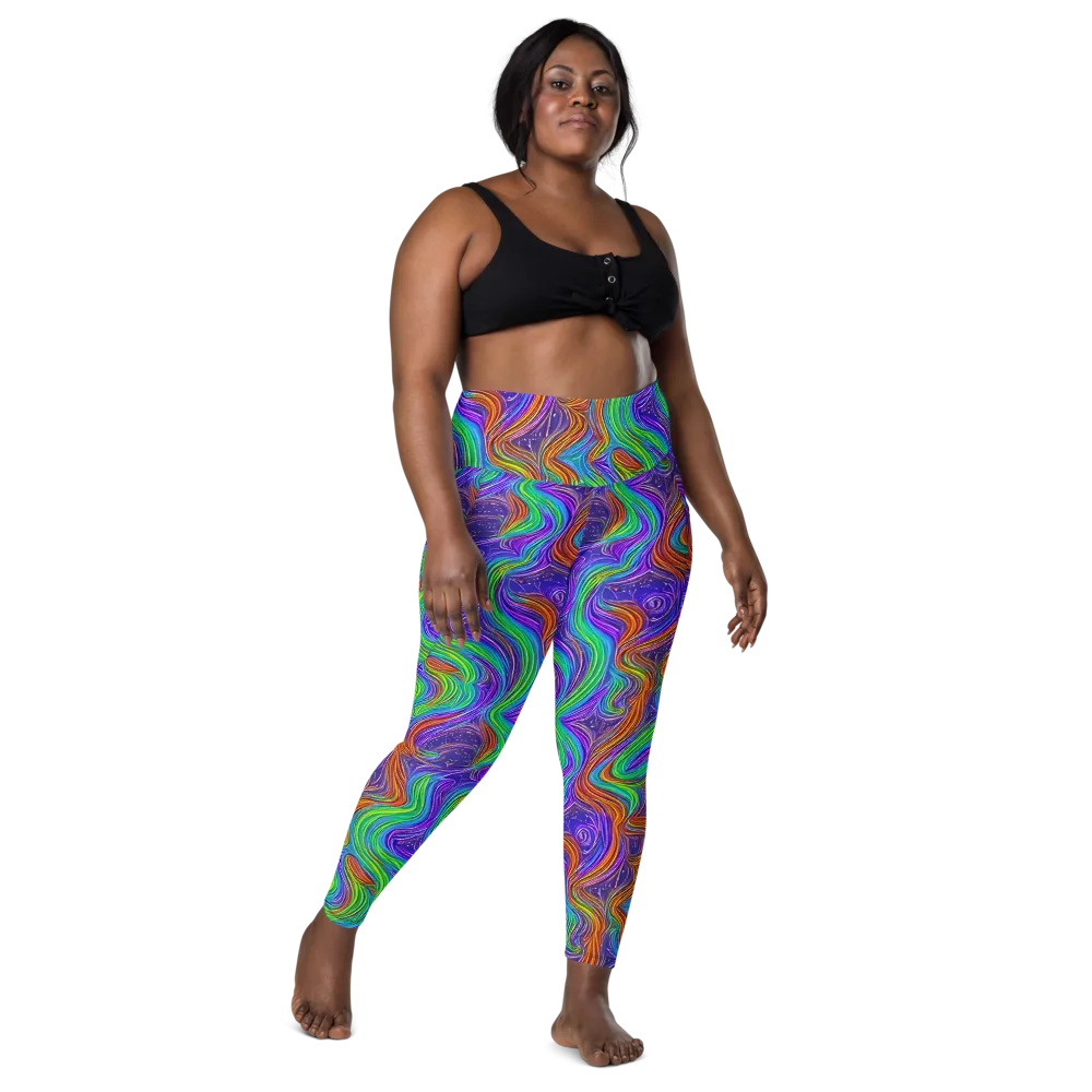 Kaleidoscope Stream on Leggings with Pockets — Front