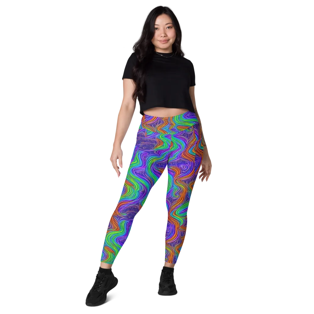Kaleidoscope Stream on Leggings with Pockets — Front