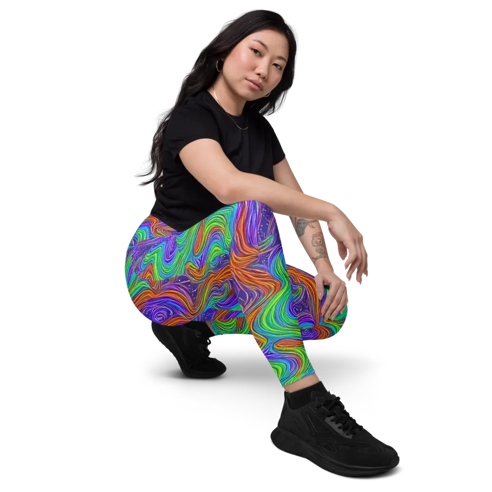 Kaleidoscope Stream on Leggings with Pockets — Right Front