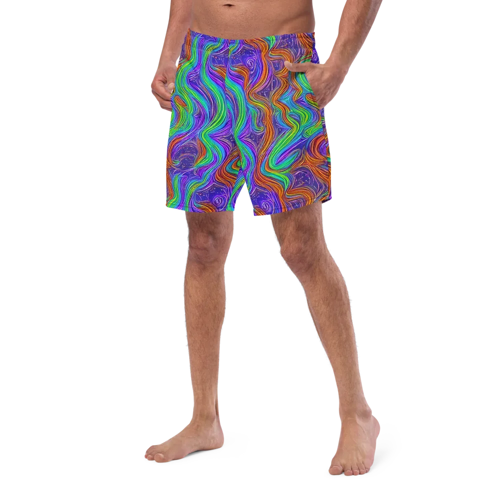 Kaleidoscope Stream on Swim Trunks — Left Front