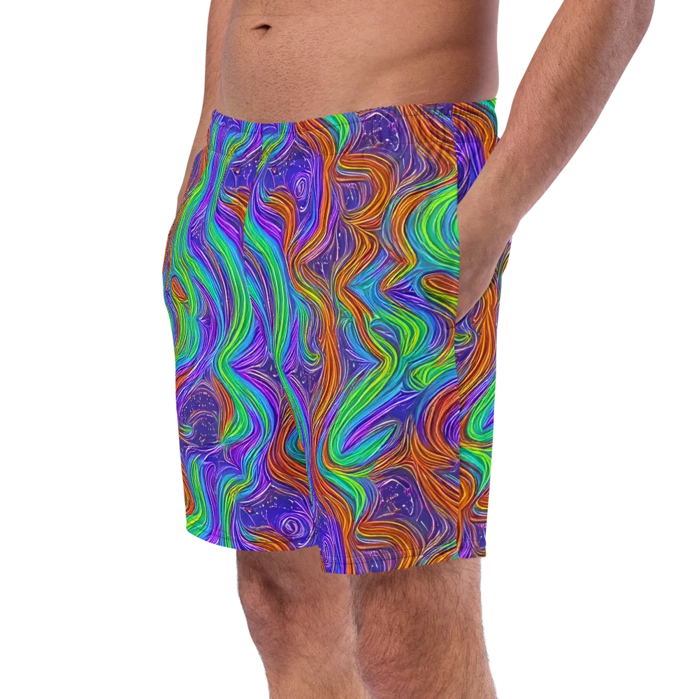 Kaleidoscope Stream on Swim Trunks — Left Front
