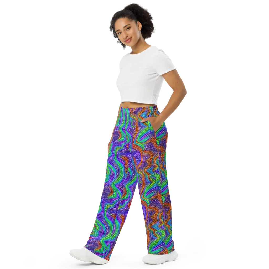 Kaleidoscope Stream on Wide-Leg Pants — Left Front