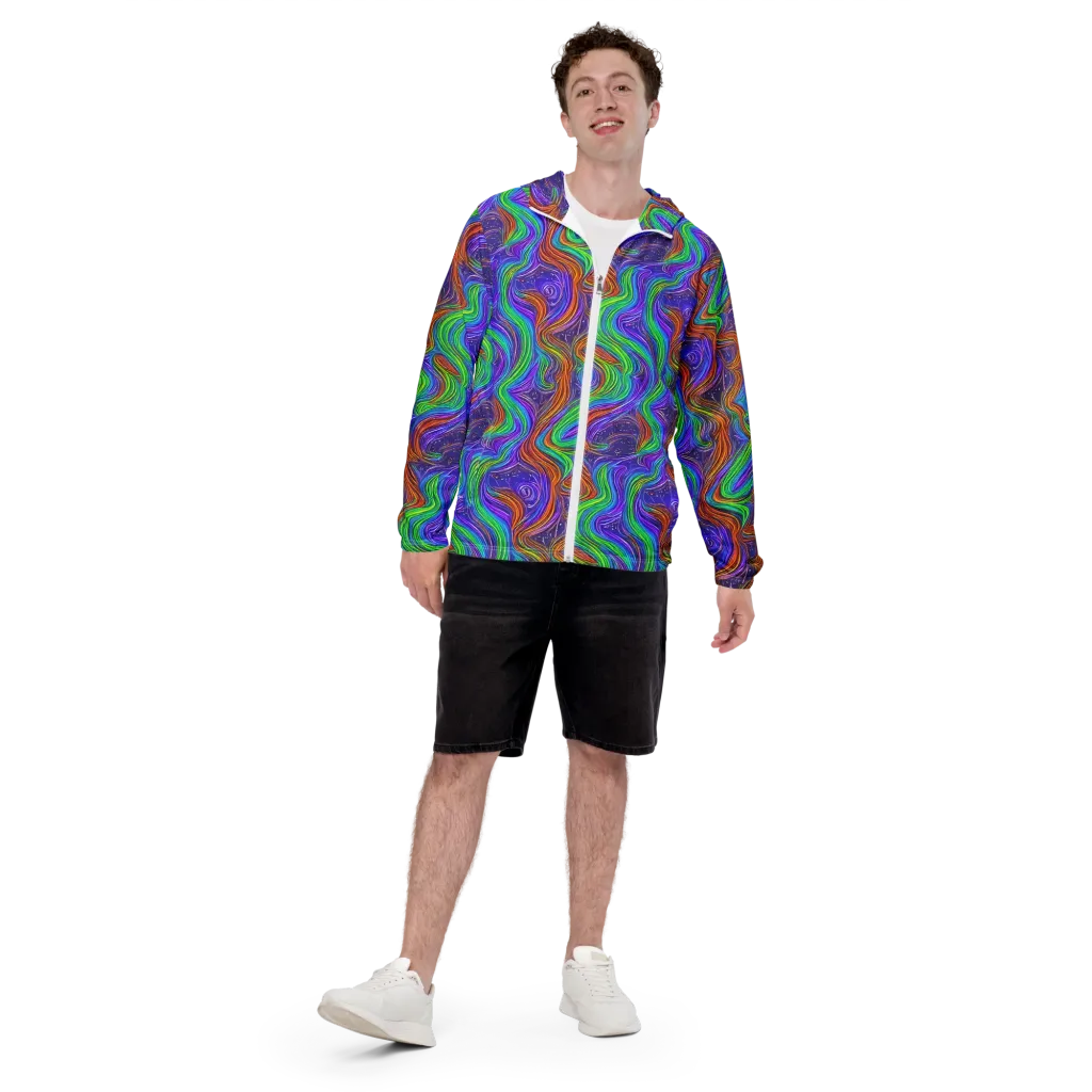 Kaleidoscope Stream on Men's Windbreaker — Front
