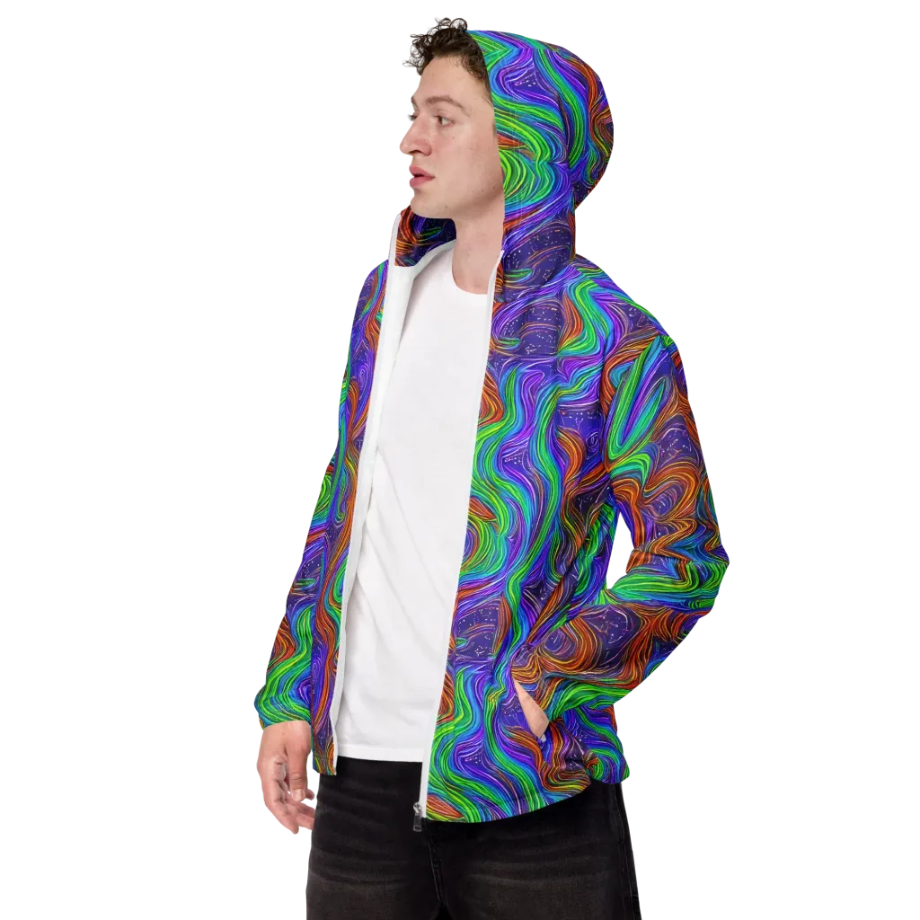 Kaleidoscope Stream on Men's Windbreaker — Left Front