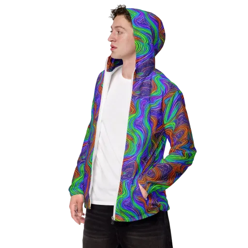 Kaleidoscope Stream on a Men's Windbreaker