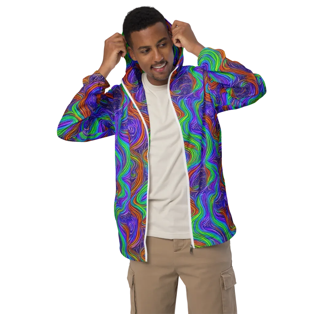 Kaleidoscope Stream on Men's Windbreaker — Front