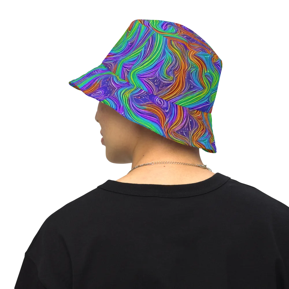 Kaleidoscope Stream on Reversible Bucket Hat — Back Inside