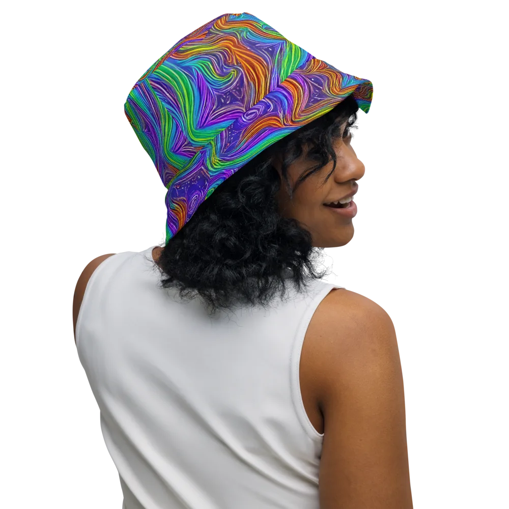 Kaleidoscope Stream on Reversible Bucket Hat — Right Outside