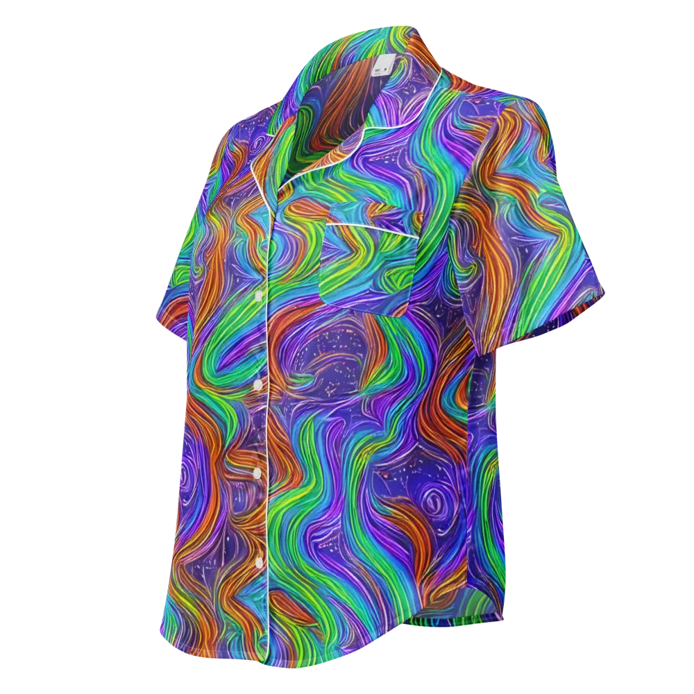Kaleidoscope Stream on Women's Short Sleeve Pajama Top — Left Front