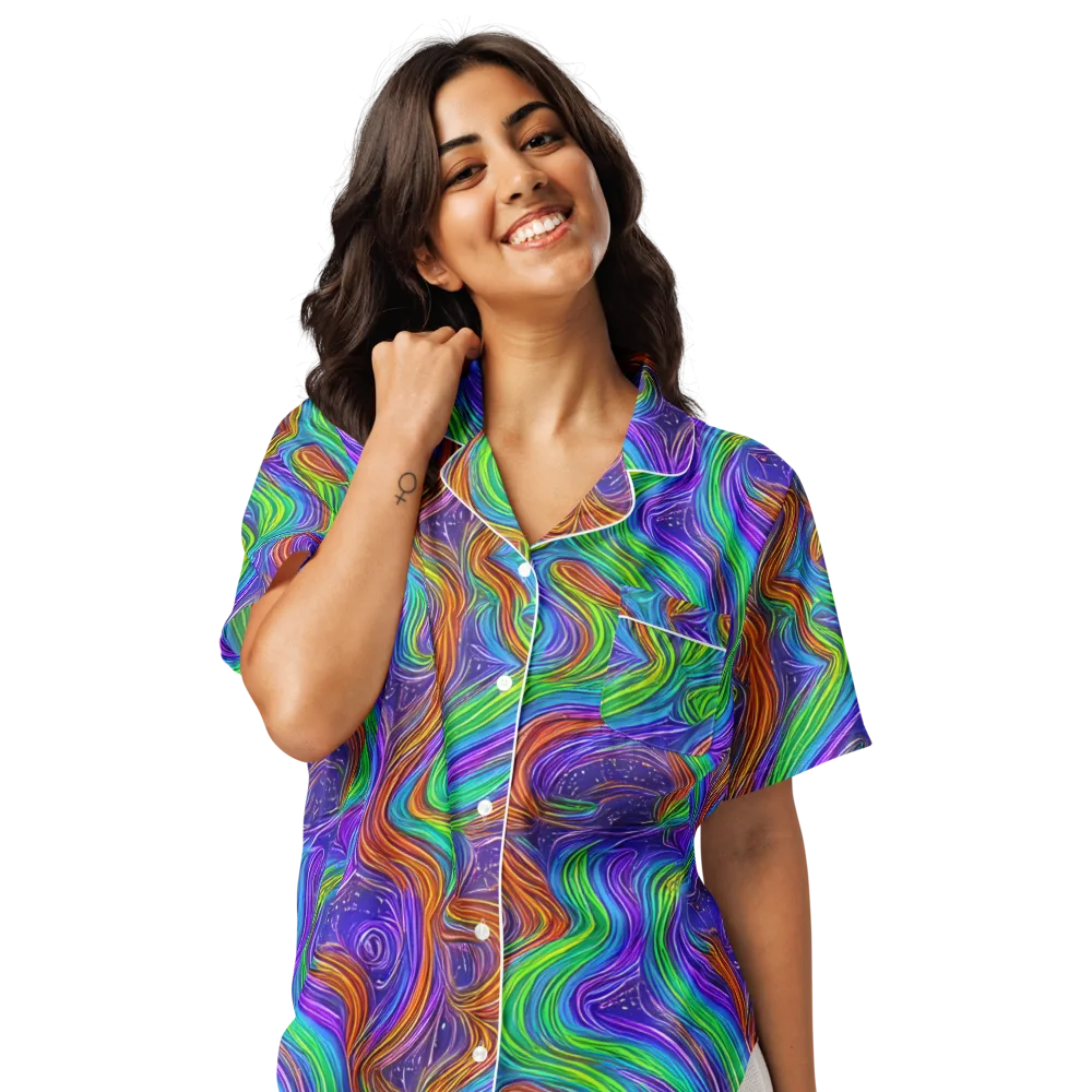Kaleidoscope Stream on Women's Short Sleeve Pajama Top — Front