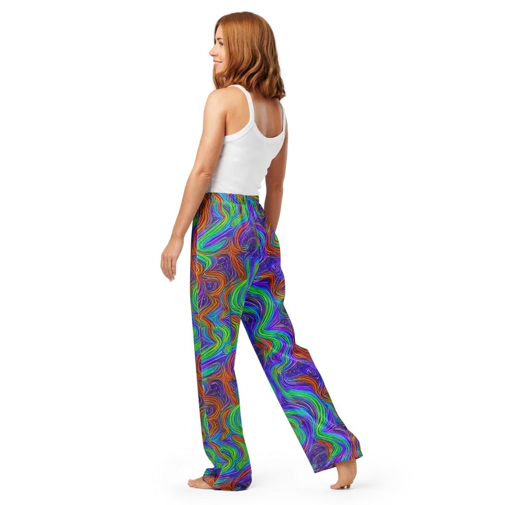 Kaleidoscope Stream on Women's Pajama Pants — Back