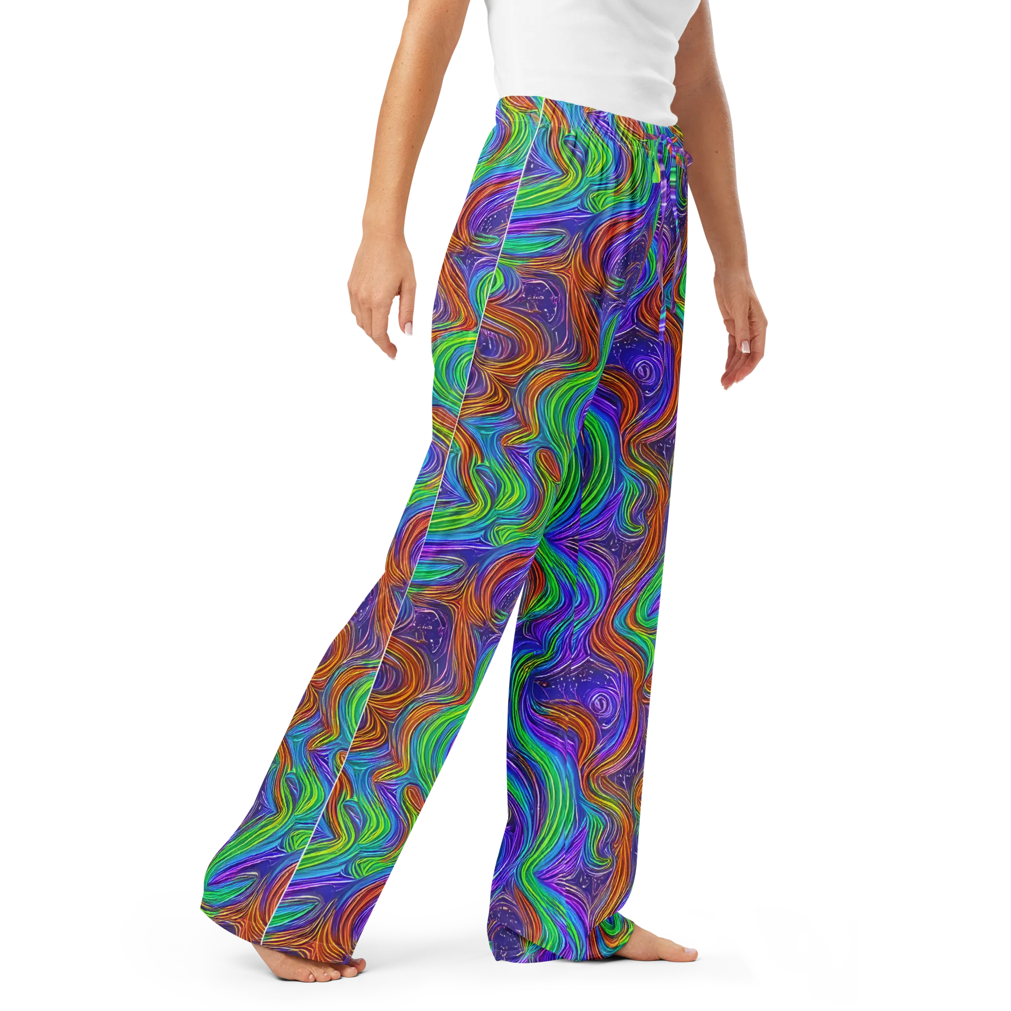 Kaleidoscope Stream on Women's Pajama Pants — Right Front