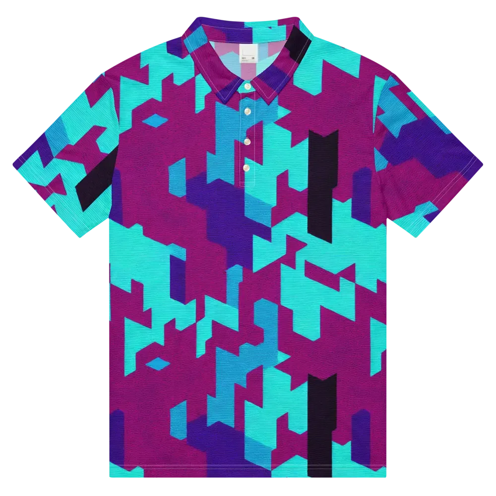 Electric Facets on Men's Slim Fit Polo Shirt — Front