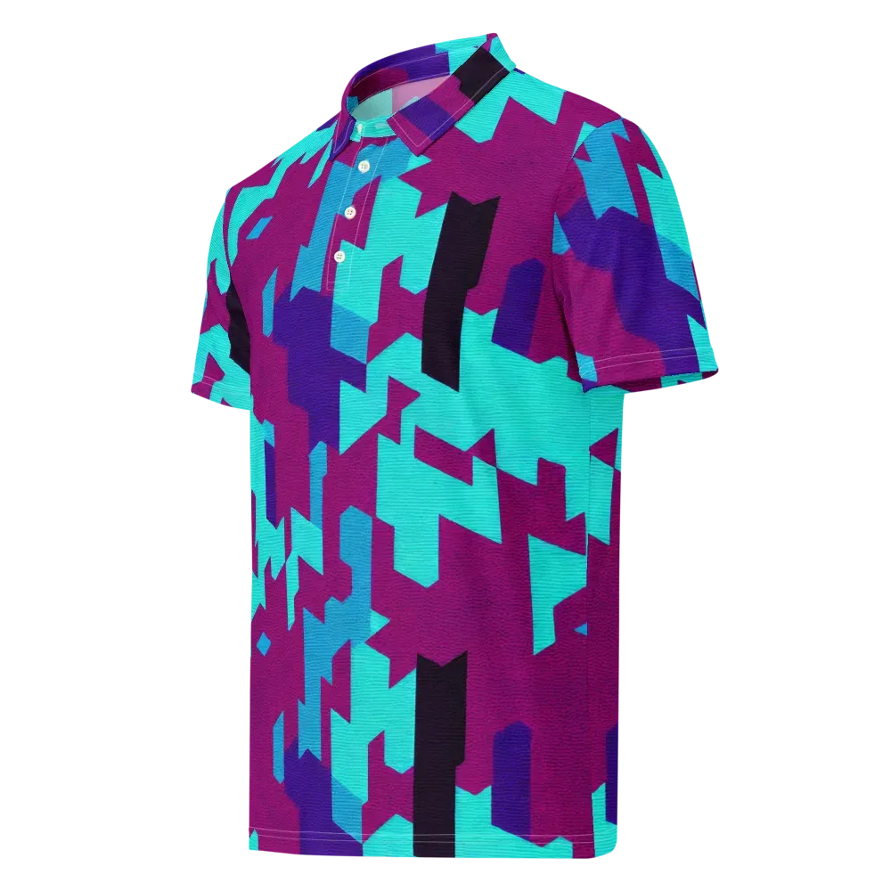 Electric Facets on Men's Slim Fit Polo Shirt — Left Front