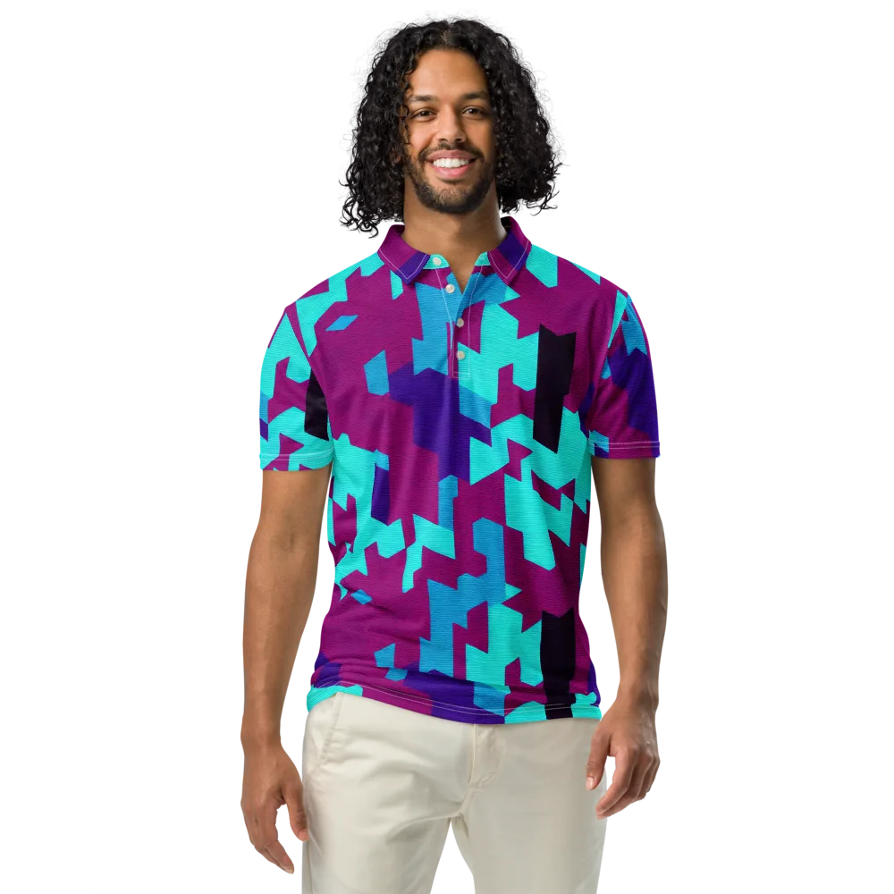 Electric Facets on Men's Slim Fit Polo Shirt — Front