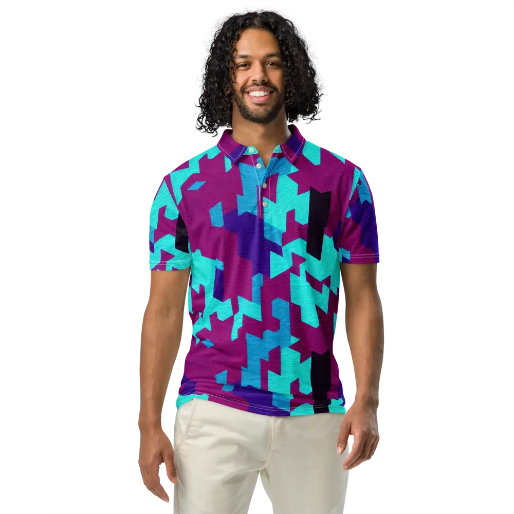Electric Facets on Men's Slim Fit Polo Shirt — Front