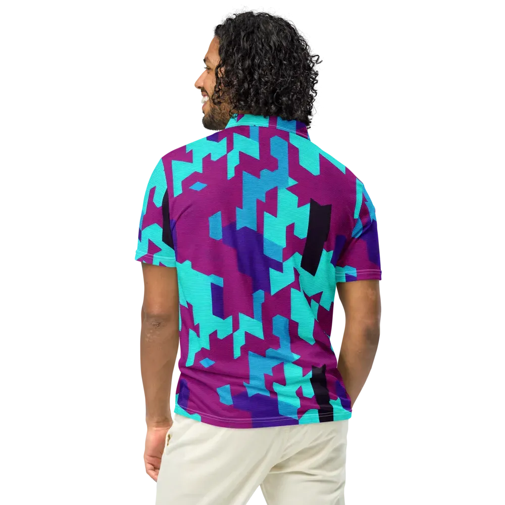 Electric Facets on Men's Slim Fit Polo Shirt — Back