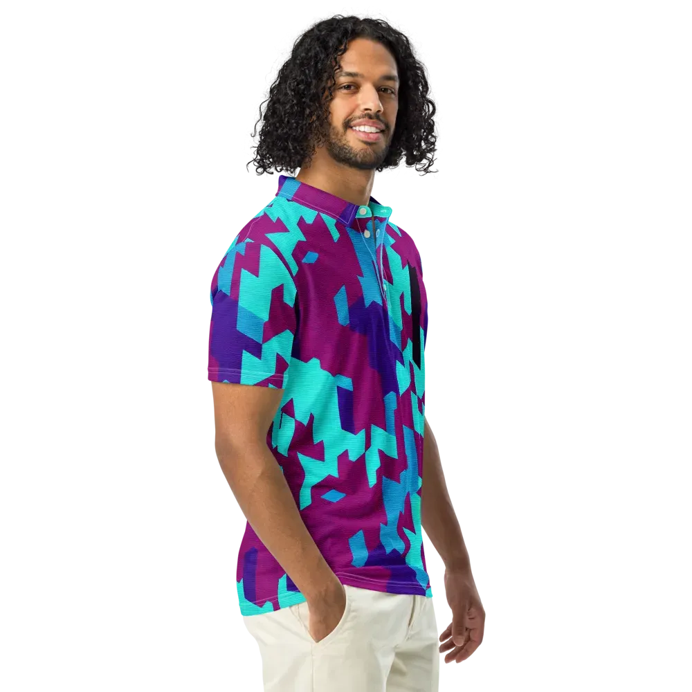 Electric Facets on Men's Slim Fit Polo Shirt — Right Front